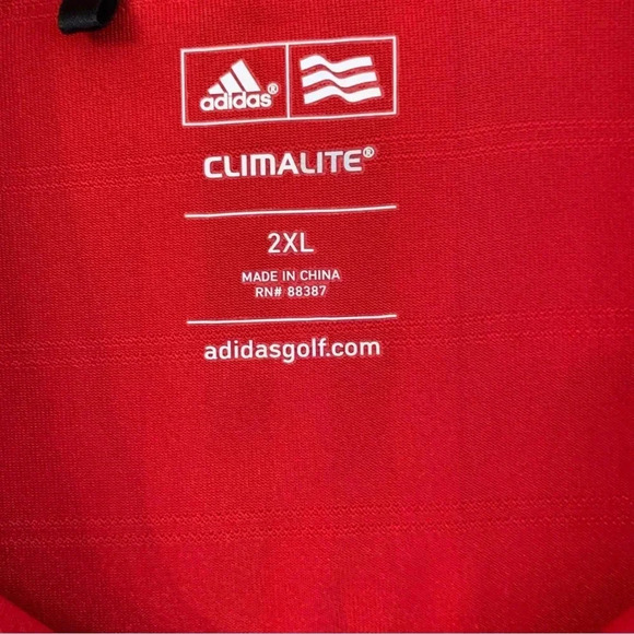 Adidas Climilate Golf Polo Shirt Men’s 2XL Red On Red Stripe Poly Logo - Picture 3 of 5